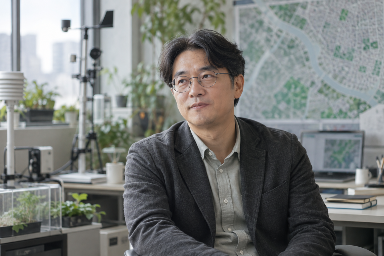 도시열섬 데이터랩을 설명하는 교수의 시연용 이미지